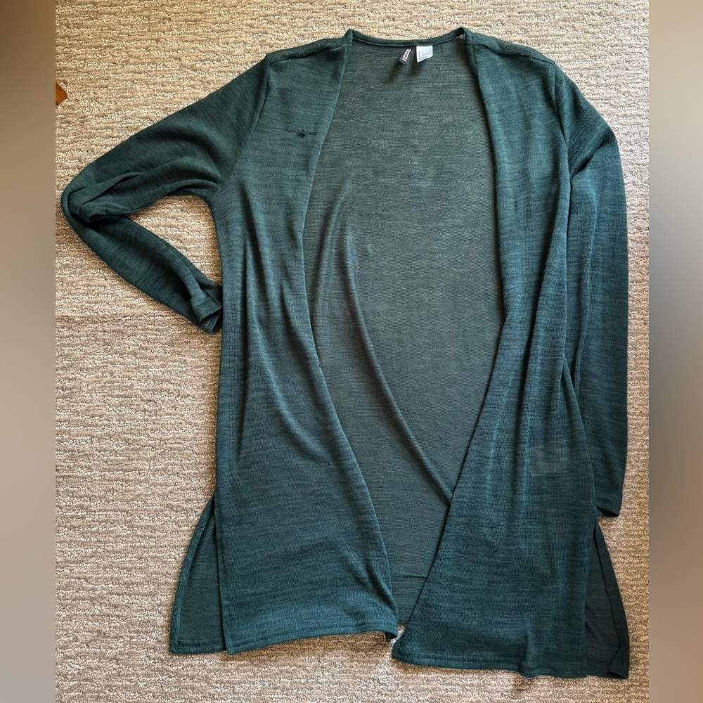 H&M Green Lightweight Knit Cardigan Sweater